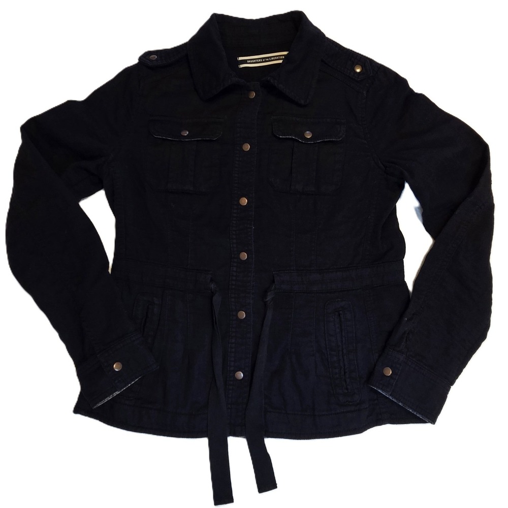 Daughters of Liberation Jacket - Women's Size 4 - Black Button Up Military - Picture 3 of 6